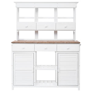 TOPMAX 65.7'' Tall Garden Potting Bench Table with Hutch