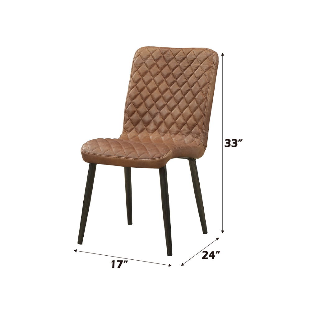 Millerton - Side Chair (Set of 2) - Vintage Chocolate Top Grain Leather & Antique Black