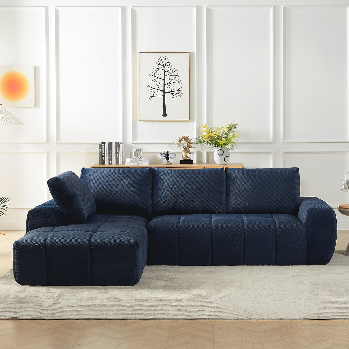 Faux Fur L-Shape Luxury Sectional Oversized Sofa