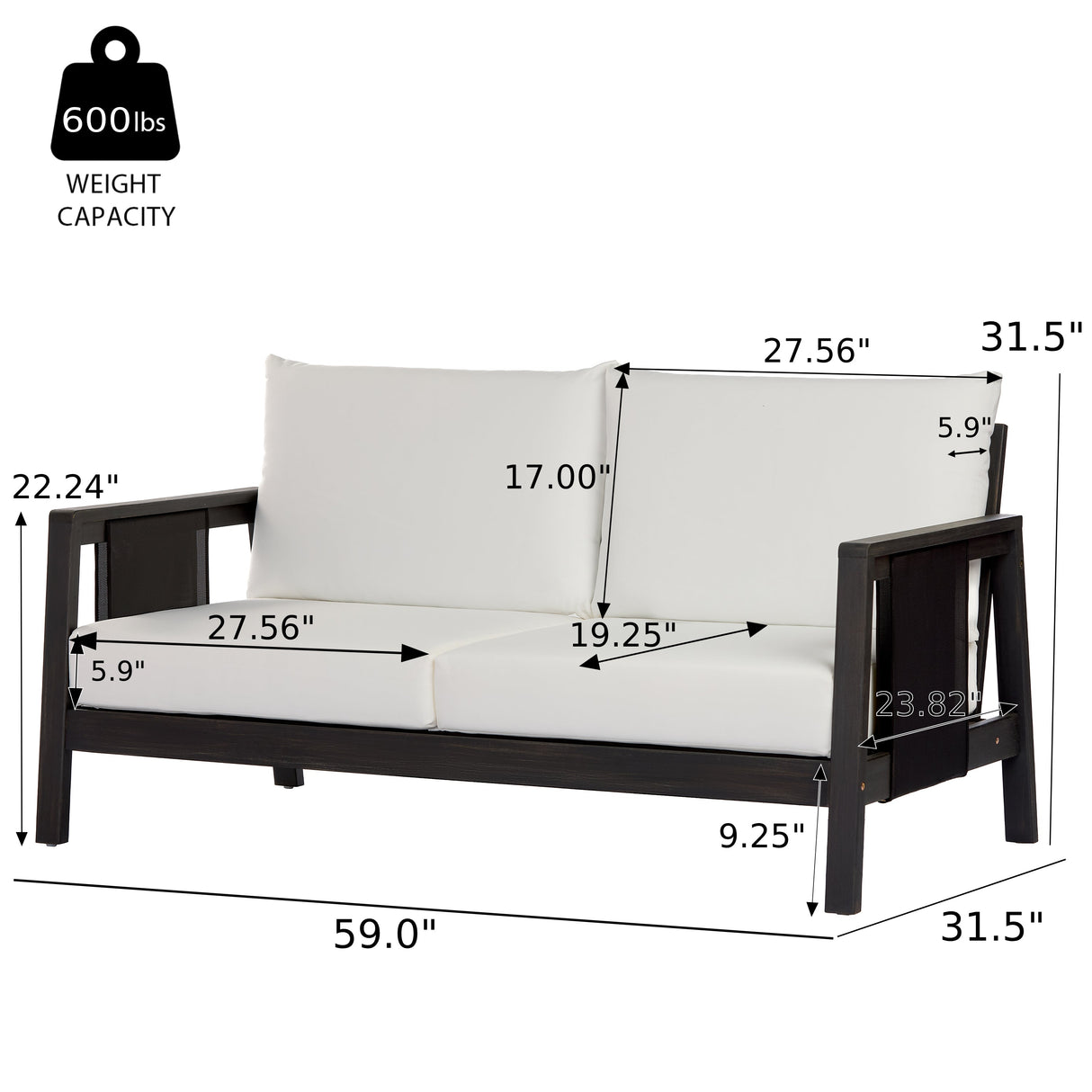 2 Piece Outdoor Loveseat and Coffee Table Set