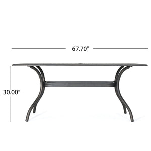 Enchantia Outdoor Rectangular Dining Table with Weave Tabletop and Flared Legs - Copper