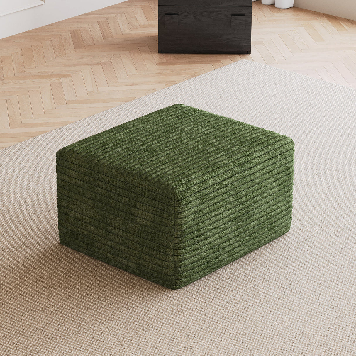 Green Sofa Ottoman – Plush Corduroy Fabric