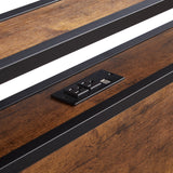 Modern King Size Metal Platform Bed Frame with Wooden Headboard