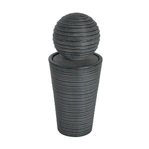 31.5" Tall Striped Column Fountain With LED Light Design For Outdoor Spaces - Gray