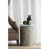 14x20'-Cylindrical-Garden-Capiz-Stool,-Accent-Side-Table,-Black/Gold-Side-Tables