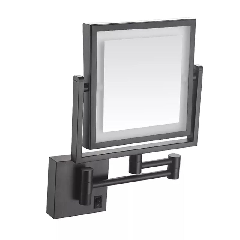 Wall Mounted LED Makeup Mirror Black 1X 3X Magnifying Adjustable Arm