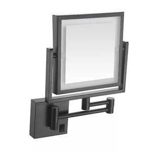 Wall Mounted LED Makeup Mirror Black 1X 3X Magnifying Adjustable Arm