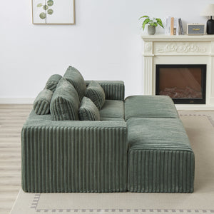 87' Oversized Sectional Lounge Chaise with Plush Corduroy Fabric