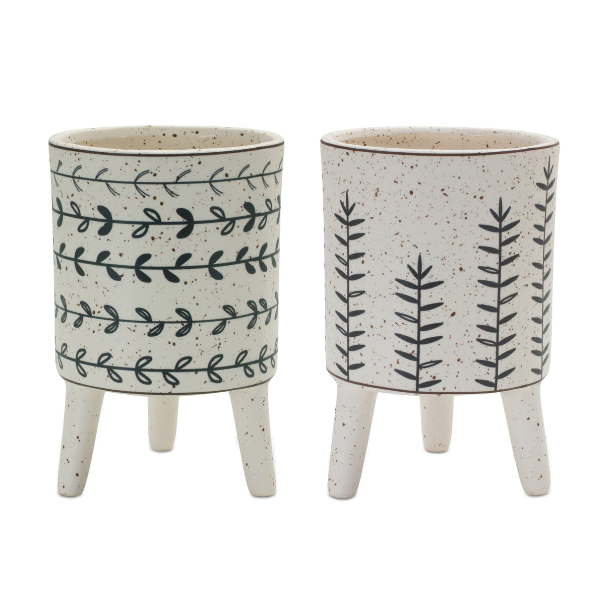 Footed-Foliage-Print-Planter-(Set-of-2)-Pots-&-Planters