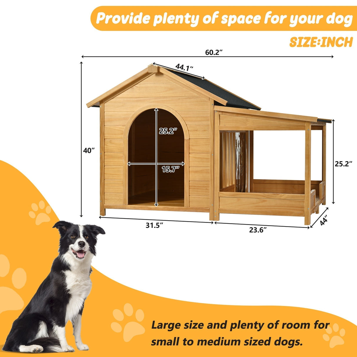 60.2' Large Outdoor Dog House with Insulated Liner for Winter