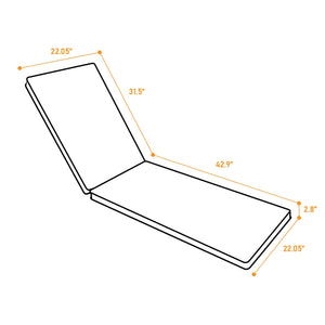 2-Piece Outdoor Chaise Lounge Cushion Set, Yellow/White