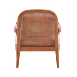 Elliston Rattan Backrest Solid Wood Accent Chair with Cushions Set of 2