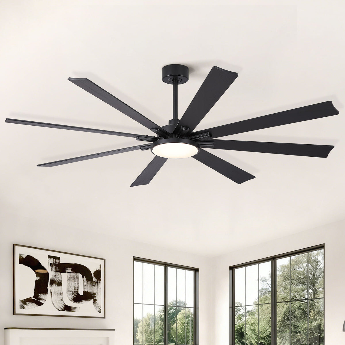 Large Ceiling Fan With Dimmable LED Light 8 Blades Remote Control, Reversible DC Motor
