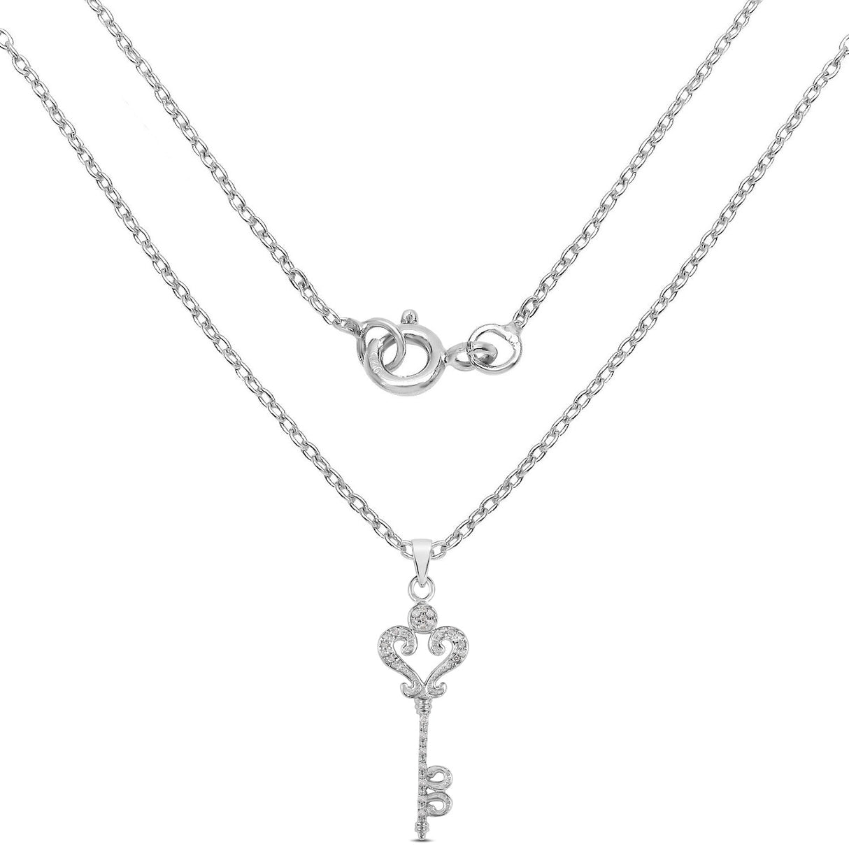 0.10 Carat Genuine White Diamond .925 Sterling Silver Pendant