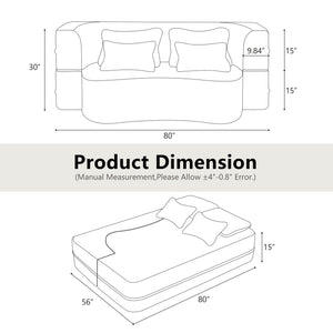 Queen Size Modern Light Grey Floor Sofa with 4 Pillows