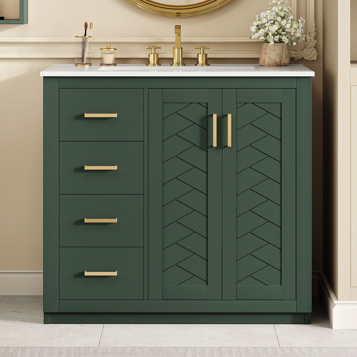 Bathroom Vanity With Sink Combo, Storage Cabinet