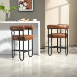 Household bar stools set of 2, modern upholstered with back