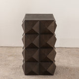 Retro Wooden Side Table with 3D Embossed Design