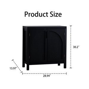 Black Accent Cabinet with 2 Doors - 29 Inch Narrow Credenza