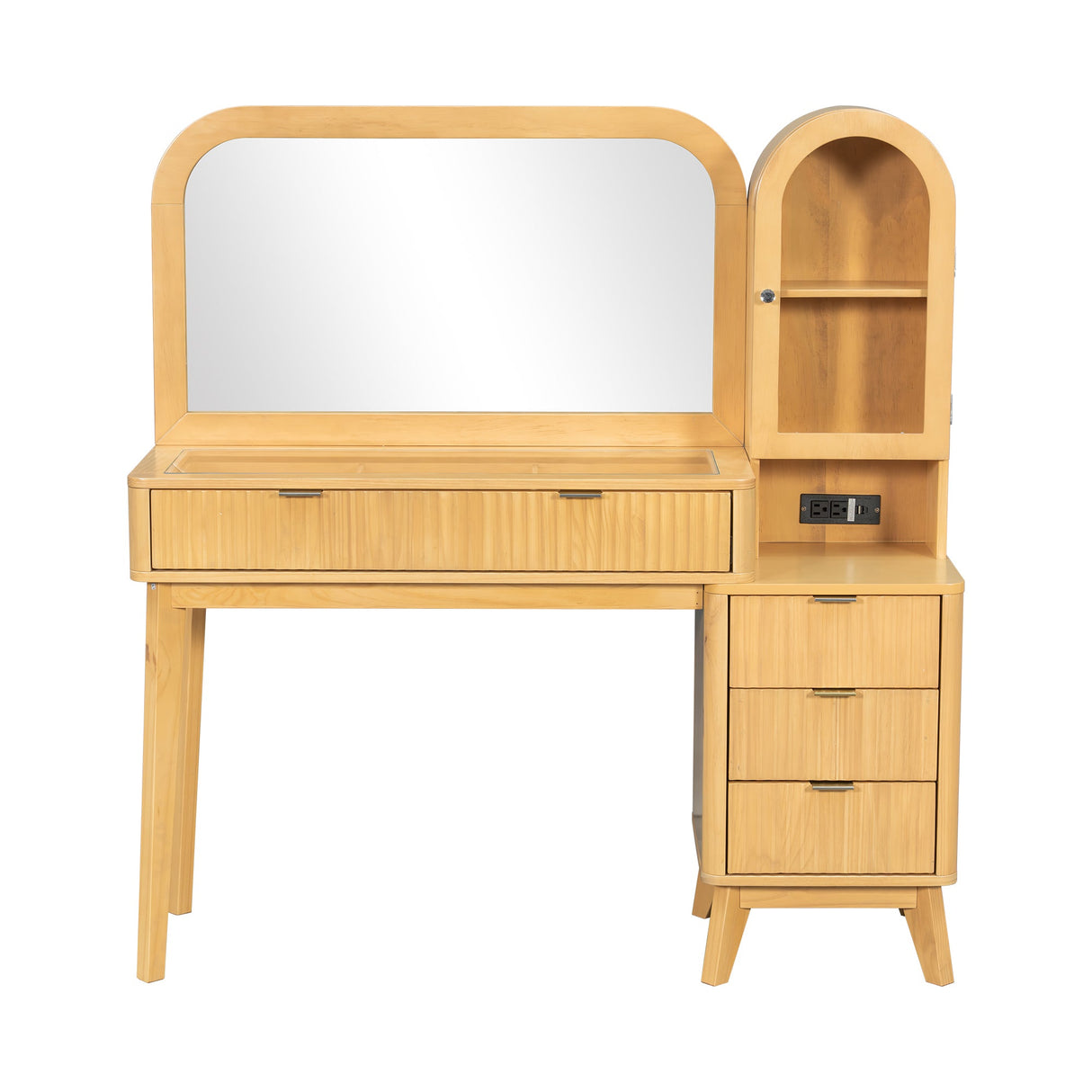 48" Fluted Makeup Vanity Desk with Large 32" Mirror