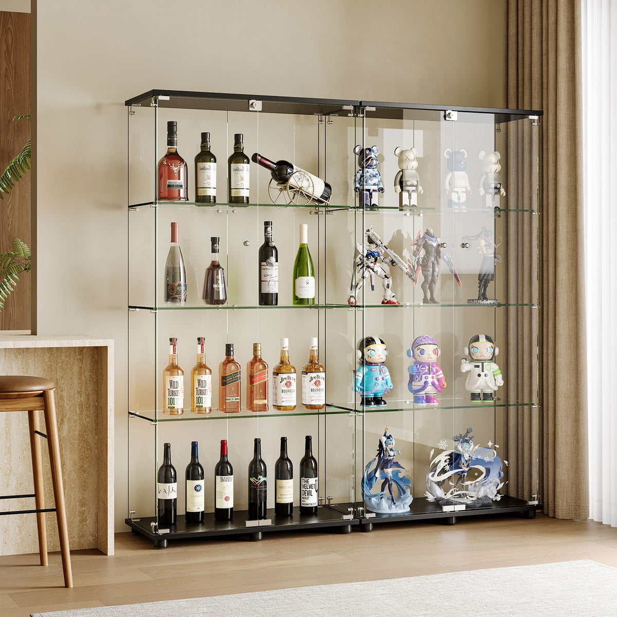Display Cabinet With Shelf Double Doors And Lock