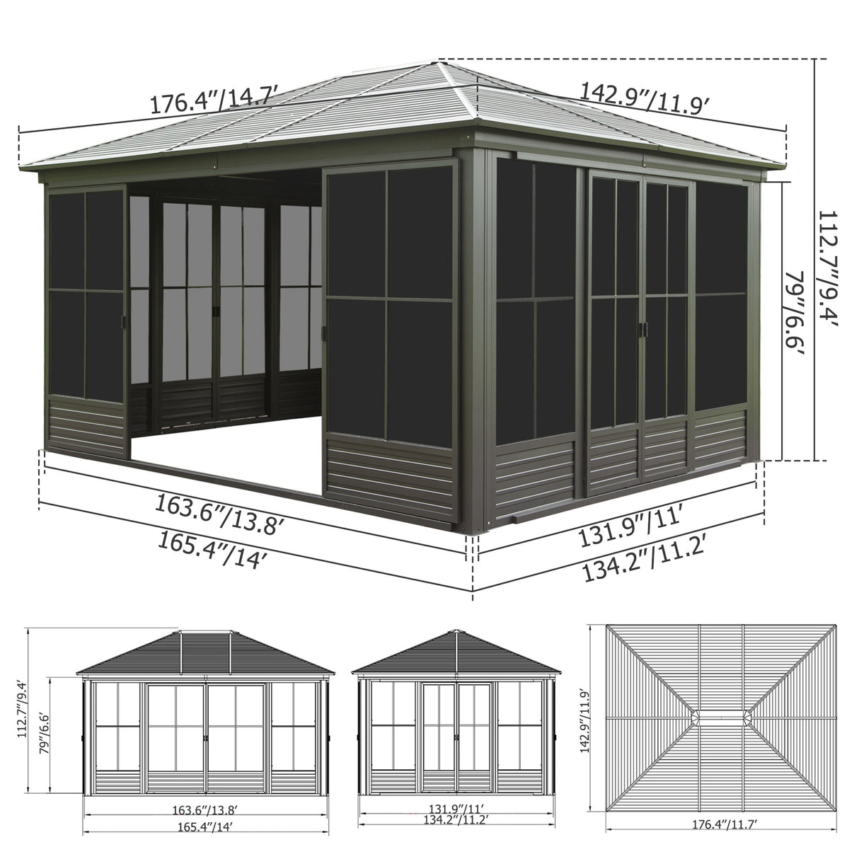 12x14FT Outdoor Sunroom Gazebo