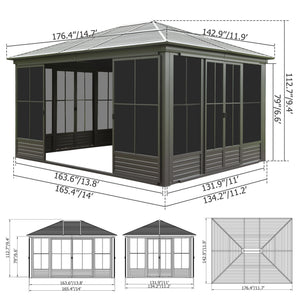 12x14FT Outdoor Sunroom Gazebo