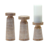 Etched-wood-design-candle-holder-(set-of-3)-Candle-Holders