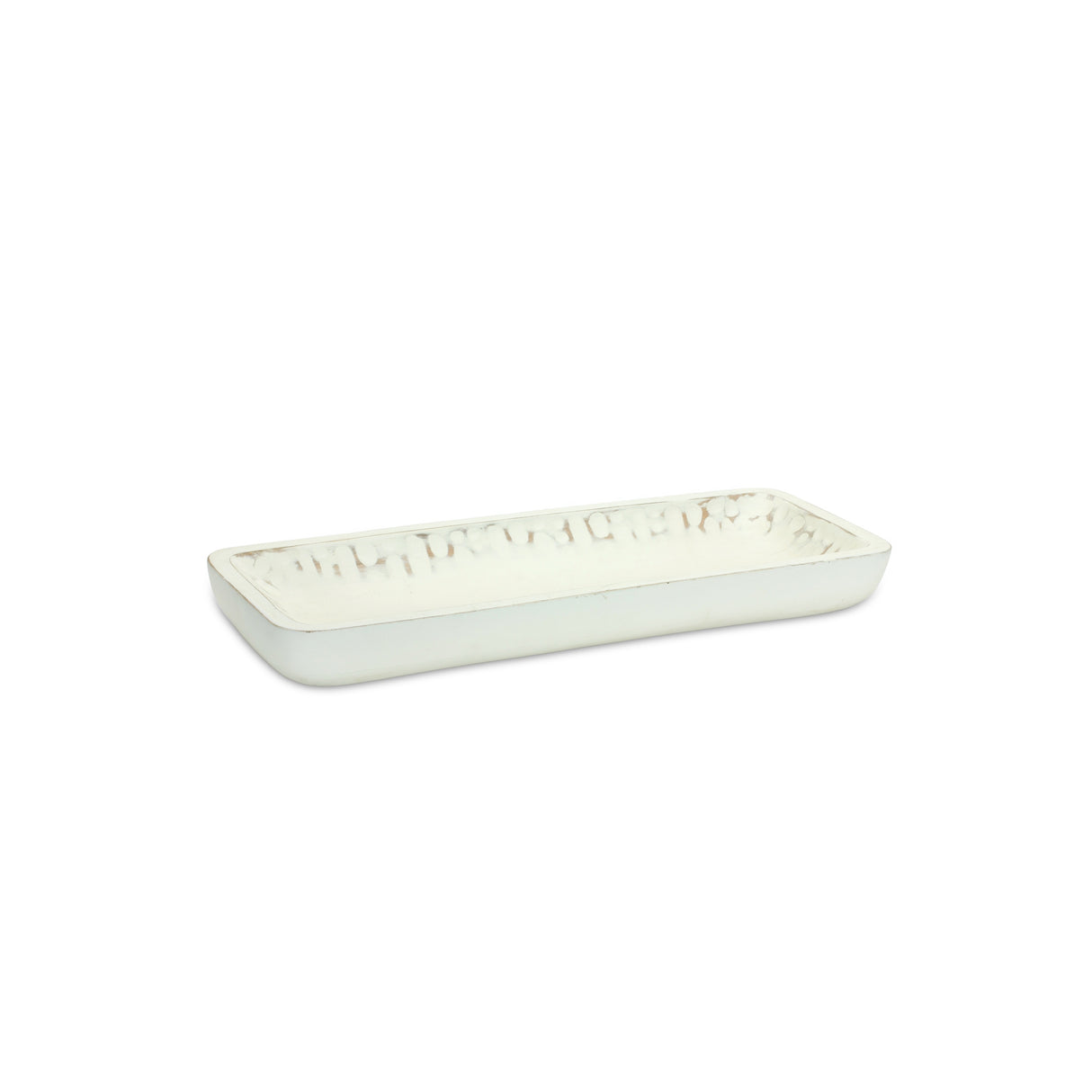 White Washed Mango Wood Dough Bowl Tray (Set of 2)