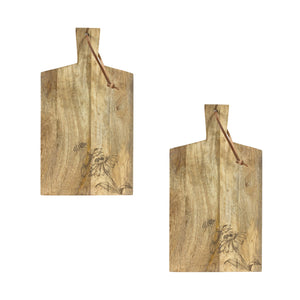 Natural-Mango-Wood-Cutting-Board-with-Etched-Floral-and-Bee-Design-(Set-of-2)-Cutting-Boards