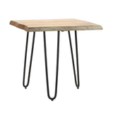 Natural wood slab stool table with iron legs 17.75"h