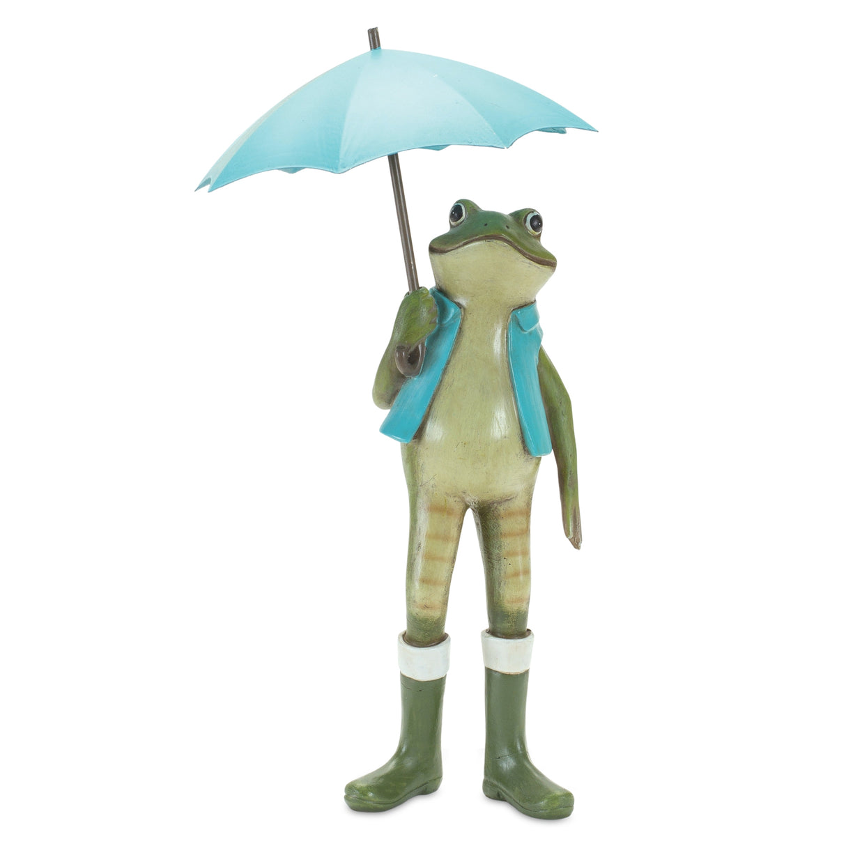 Garden frog with umbrella and rainboot accent (set of 2)