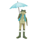 Garden frog with umbrella and rainboot accent (set of 2)