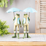 Garden frog with umbrella and rainboot accent (set of 2)