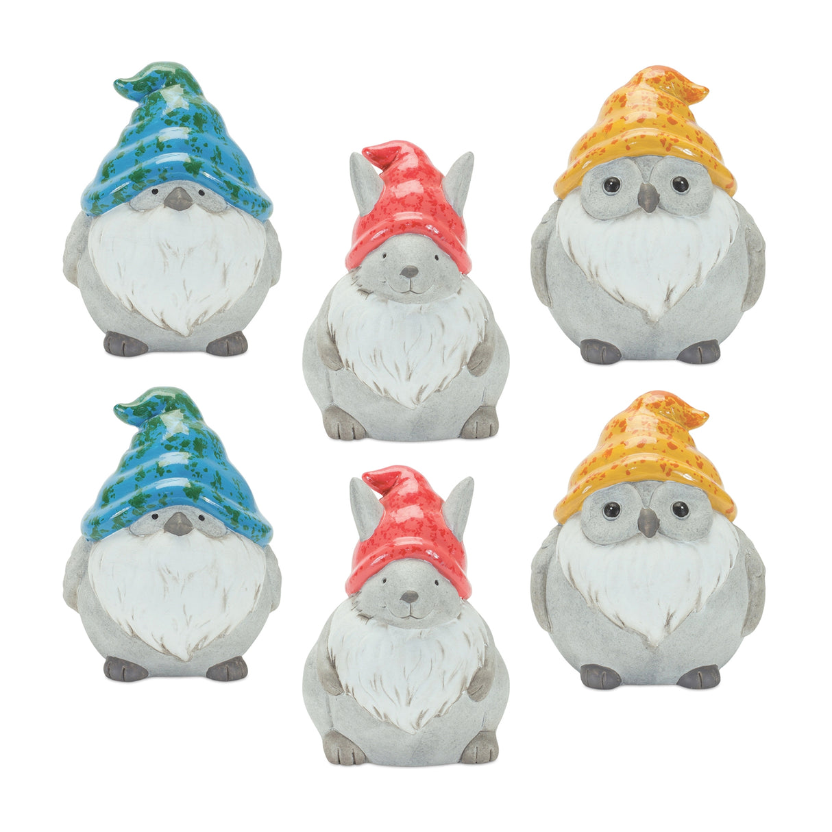 Whimsical animal gnome garden statue (set of 12)