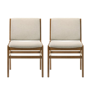 Contemporary Dining Chair Set Upholstered Fabric With Rubberwood Frame