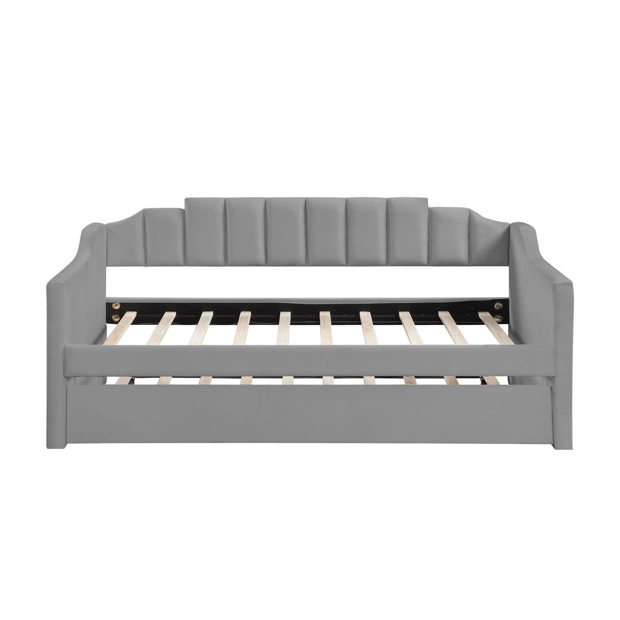 Velvet Daybed with Trundle Upholstered Tufted Sofa Bed, Twin Size, Grey