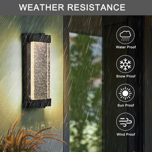 Black Aluminum Outdoor Wall Light with Bubble Crystal