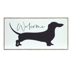 Wood framed dachshund welcome sign 19.75"l