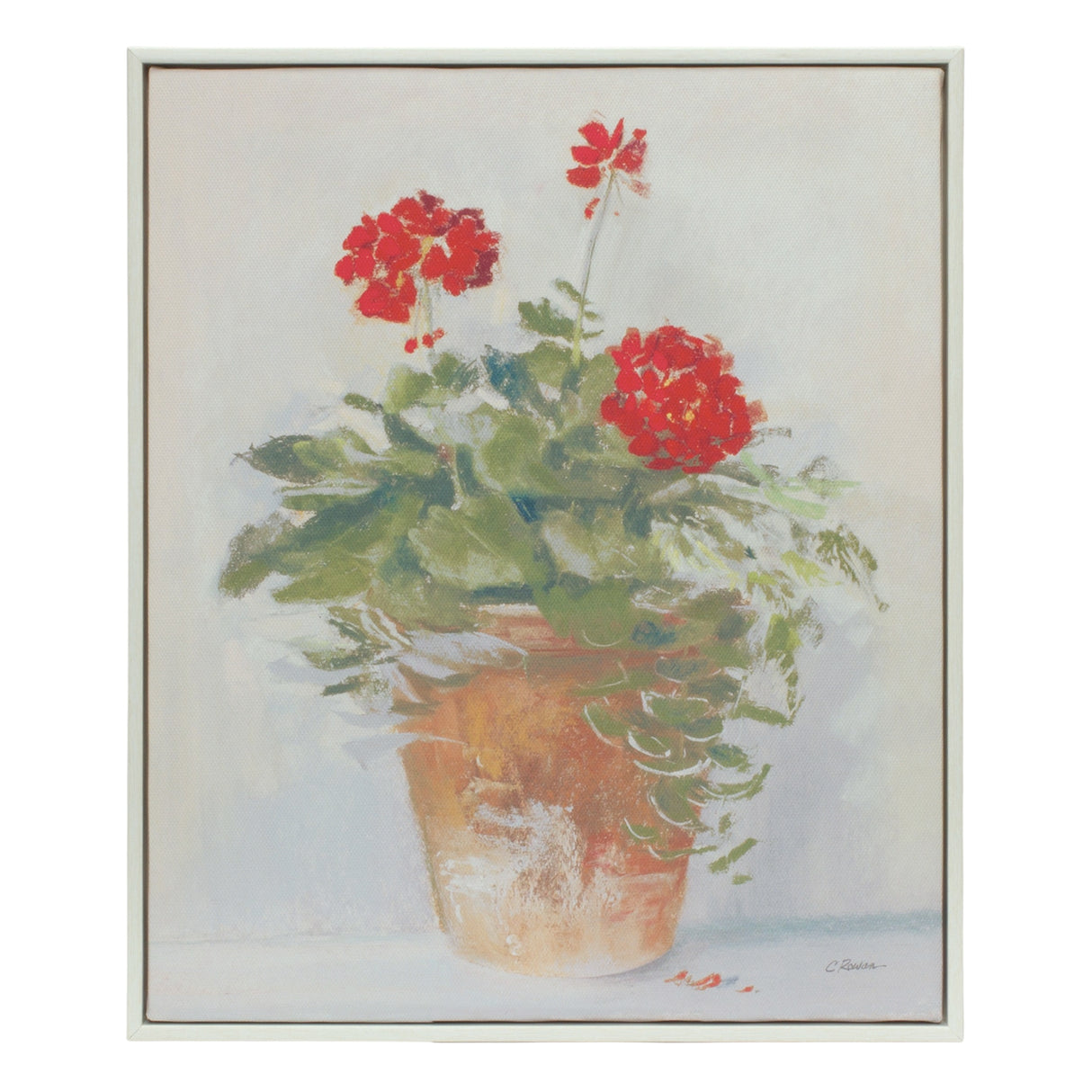Framed potted geranium print (set of 2)