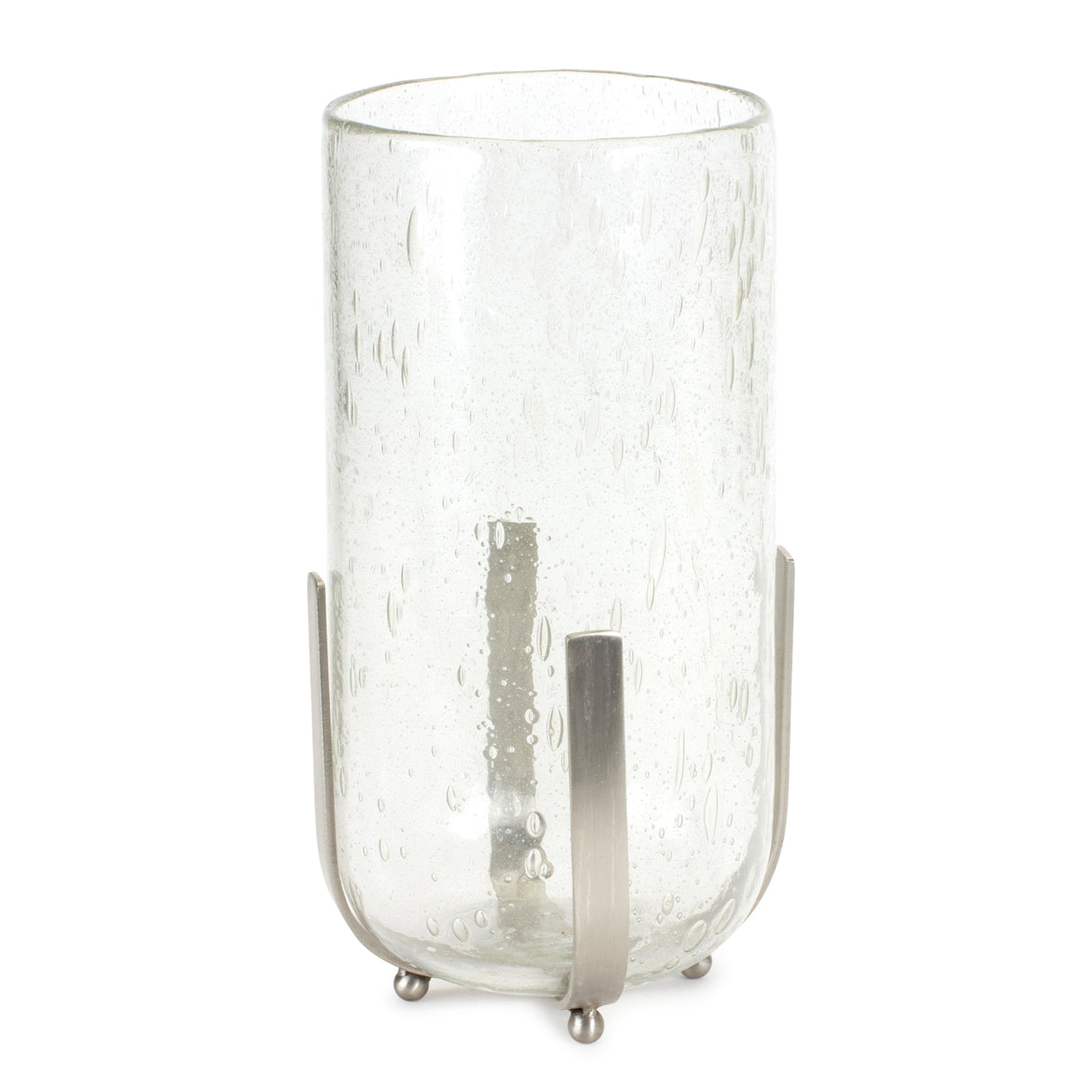 Bubbled-Glass-Vase-Candle-Hurricane-with-Metal-Stand-Candle-Holders