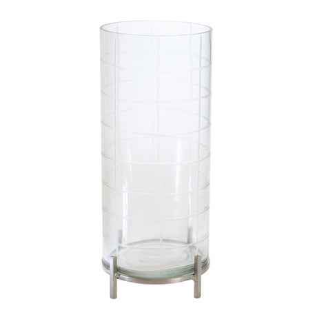 Patterned-Glass-Candle-Holder-with-Metal-Stand-Candle-Holders
