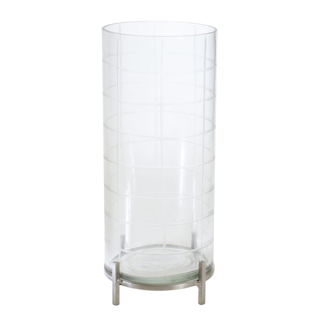 Patterned-Glass-Candle-Holder-with-Metal-Stand-Candle-Holders
