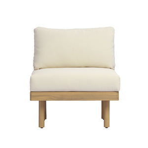 Acacia Wood Outdoor Armless Chair with Rope Back & Weather-Resistant Cushion