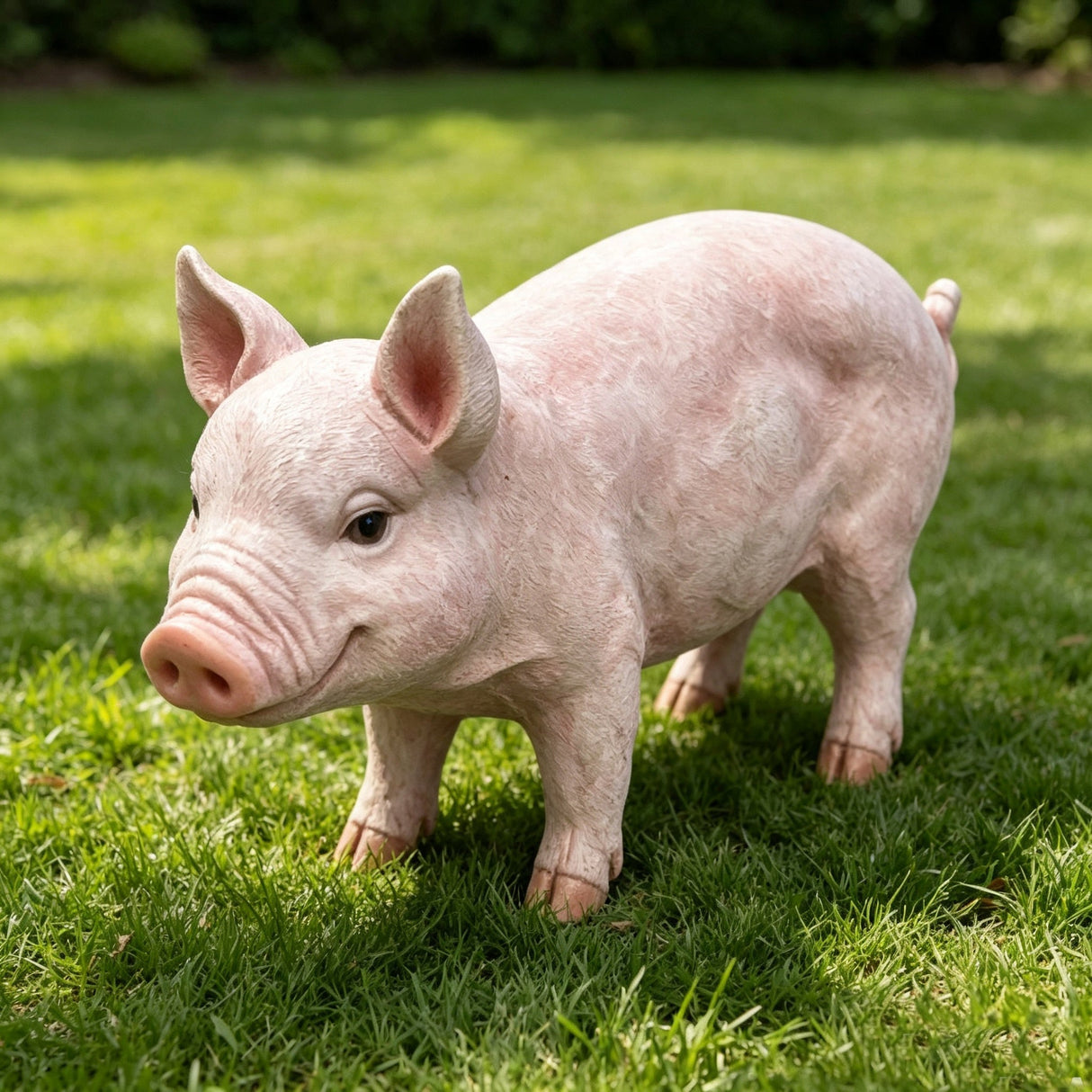 Cheerful Beige Pig Garden Statue