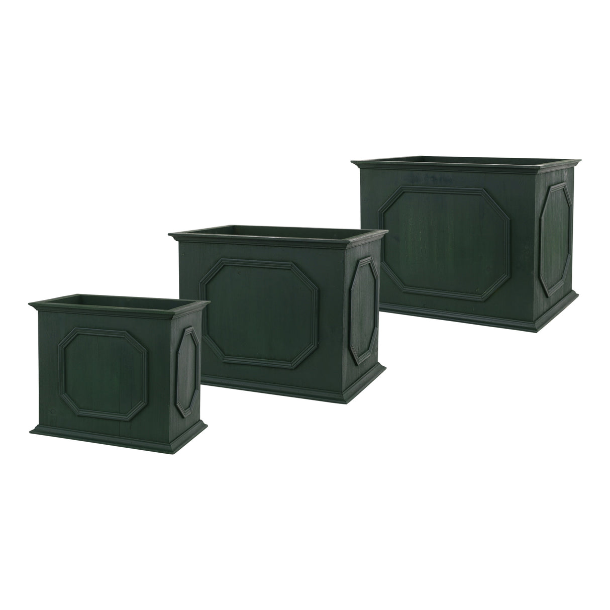 Green wood rectangle platner box (set of 3)