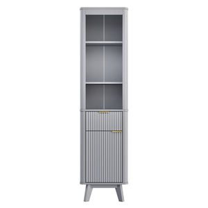 Tall Bathroom Storage Cabinet With Adjustable Shelves And 1 Drawer & Door