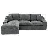 107.9" Grey Cloud Sectional Sofa — Free-Combination Upholstered Couch with Double-Layer Cushions and Side Pockets