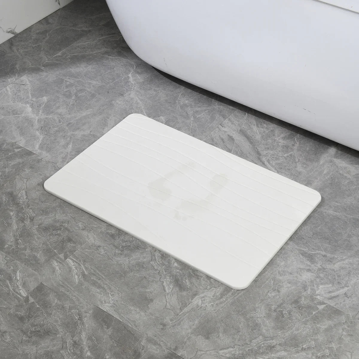 Off White Wave Stone Bath Mat - Dimensions: 24"x15"
