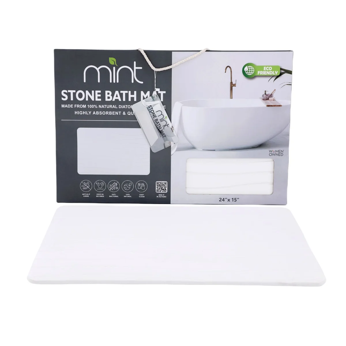 24'' x 15'' Diatomaceous Quick-Drying Stone Bath Mat